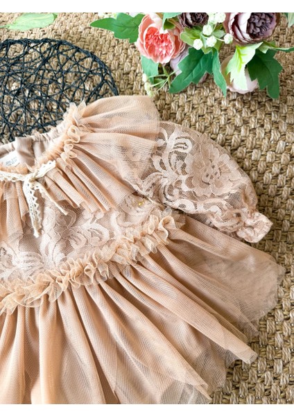 Cora Romper Tütülü Özel Gün Uzun Kollu Kız Bebek Elbise fırsatları