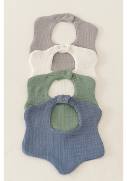 4'lü Organik Pamuk 8 Katlı Multi Müslin Çiçek Kız Bebek Salya ve Mama Önlük,yakalık (Model 2) fiyatları