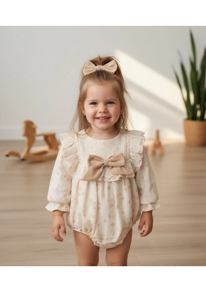 Gale Uzun Kollu Dantel Detaylı Özel Gün Bayramlık Kız Bebek Romper modelleri