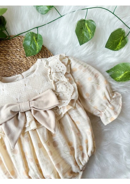 Gale Uzun Kollu Dantel Detaylı Özel Gün Bayramlık Kız Bebek Romper fırsatları