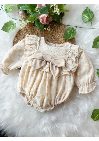 Gale Uzun Kollu Dantel Detaylı Özel Gün Bayramlık Kız Bebek Romper indirimleri