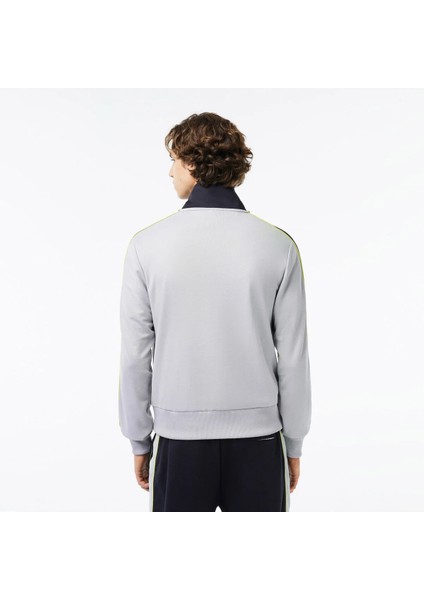 Erkek Regular Fit Fermuarlı Renk Bloklu Gri Sweatshirt modelleri