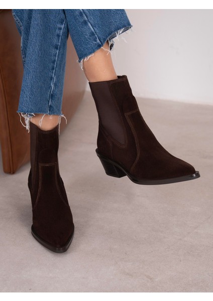 Pylo Kahve Süet Hakiki Deri Kadın Bot
