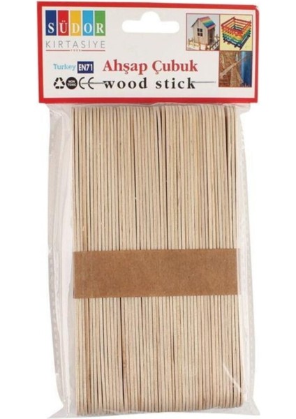 Doğal Ahşap Çubuklar, Çok Renkli, 50 Adet, Yaratıcı ve Şık Dekorasyon Malzemesi