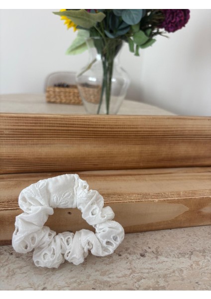 Fisto Kumaş Scrunchıe (Lastik Toka) Beyaz Küçük Boy modelleri