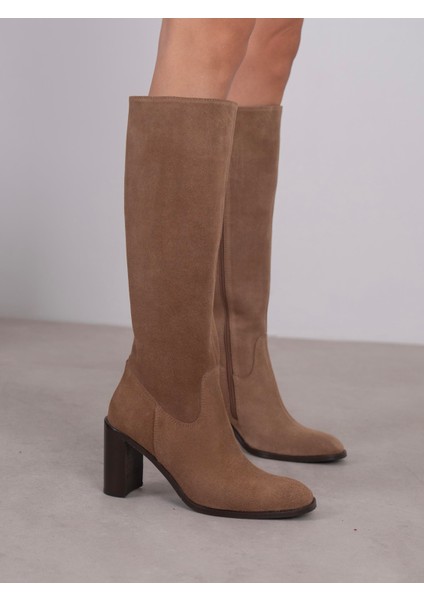 Zandra Camel Süet Hakiki Deri Kadın Çizme