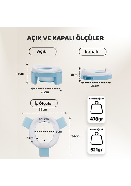 Lazımlık, Portatif Katlanabilir Taşınabilir Seyahat Çocuk Tuvaleti, Klozet Adaptörü, Mavi indirimleri