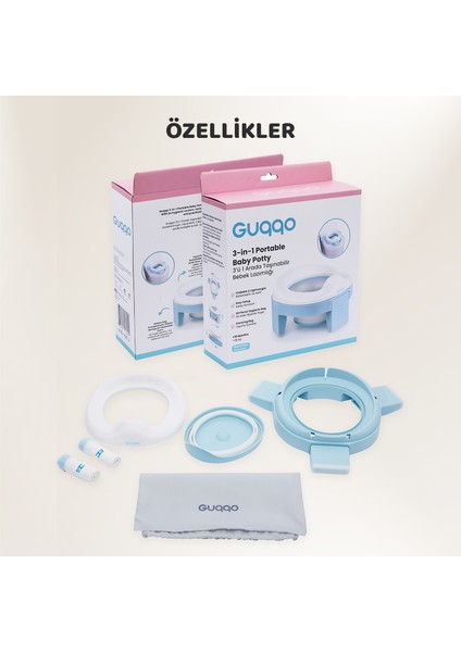 Lazımlık, Portatif Katlanabilir Taşınabilir Seyahat Çocuk Tuvaleti, Klozet Adaptörü, Mavi