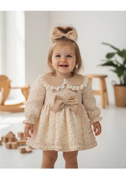 Betty Kız Bebek Uzun Kollu Dantel Yaka Detaylı Özel Gün Bayramlık Elbise modelleri
