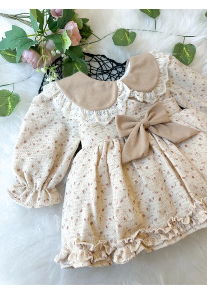 Betty Kız Bebek Uzun Kollu Dantel Yaka Detaylı Özel Gün Bayramlık Elbise fırsatları