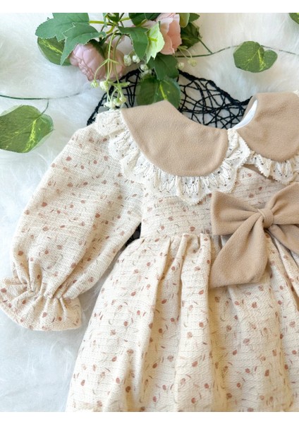 Betty Kız Bebek Uzun Kollu Dantel Yaka Detaylı Özel Gün Bayramlık Elbise indirimleri