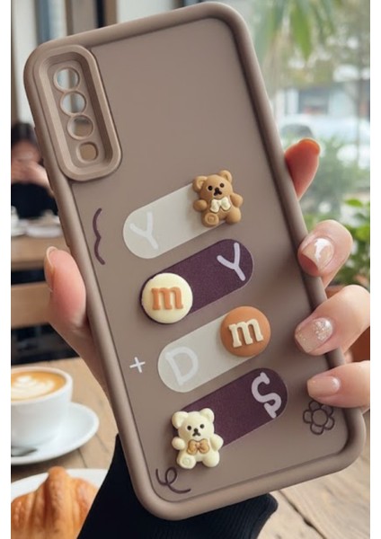 Samsung Galaxy A50 Uyumlu Kılıf Kahverengi Renk Ayıcık Figürlü 3D Kamera Korumalı Darbe Emici Yumuşak Silikon Kapak modelleri