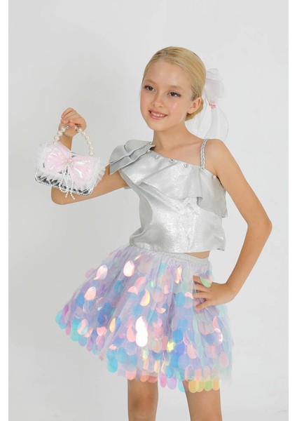 Kız Çocuk Payet Crop Etek modelleri