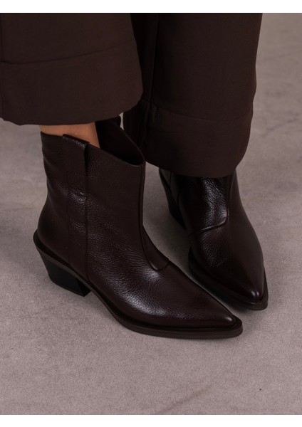 Prela Kahve Hakiki Deri Kadın Bot