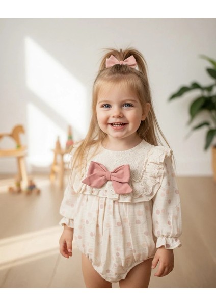 Gale Uzun Kollu Dantel Detaylı Özel Gün Bayramlık Kız Bebek Romper modelleri