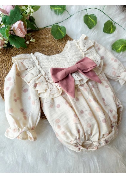 Gale Uzun Kollu Dantel Detaylı Özel Gün Bayramlık Kız Bebek Romper fırsatları