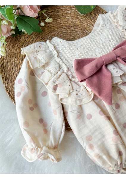 Gale Uzun Kollu Dantel Detaylı Özel Gün Bayramlık Kız Bebek Romper indirimleri