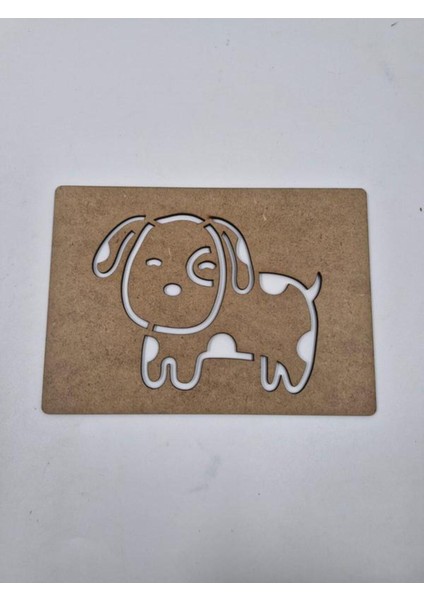 Kahverengi Ahşap Köpek Montessori Çizim ve Etkinlik Seti 21X15 cm