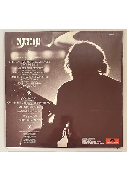 Georges Moustaki Lp Plak (Orjinal 1971 Dönem Fransa Baskı Plak) fiyatları