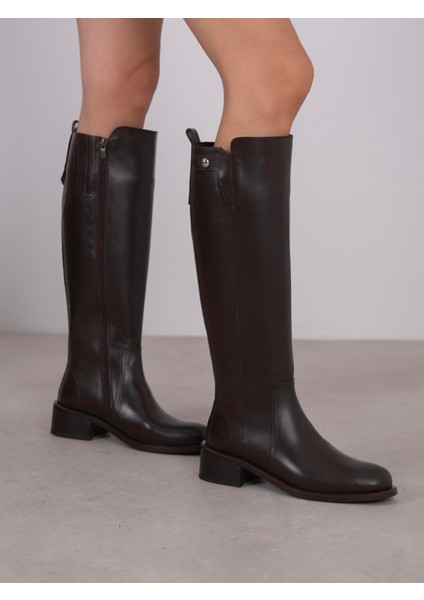 Berg Kahve Hakiki Deri Kadın Çizme