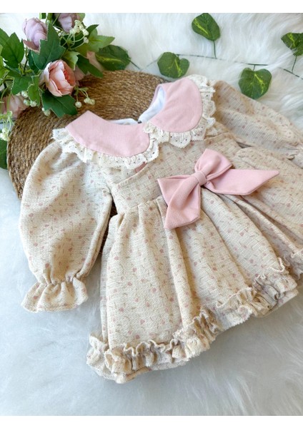Betty Kız Bebek Uzun Kollu Dantel Yaka Detaylı Özel Gün Bayramlık Elbise fırsatları