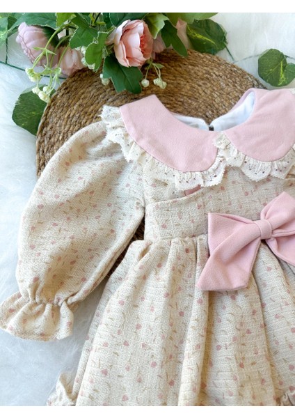 Betty Kız Bebek Uzun Kollu Dantel Yaka Detaylı Özel Gün Bayramlık Elbise indirimleri