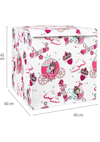 Prenses Figürlü Büyük Boy Kapaklı Oyuncak Çocuk Odası Kutusu 40X40X45CM modelleri