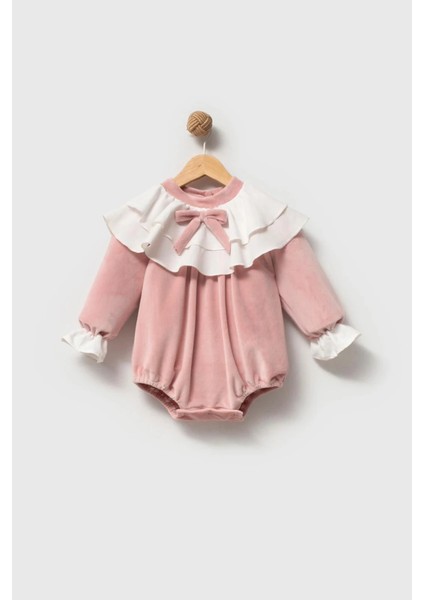 Brıella Uzun Kollu Özel Gün Bayramlık Fiyonk Detaylı Kız Bebek Romper