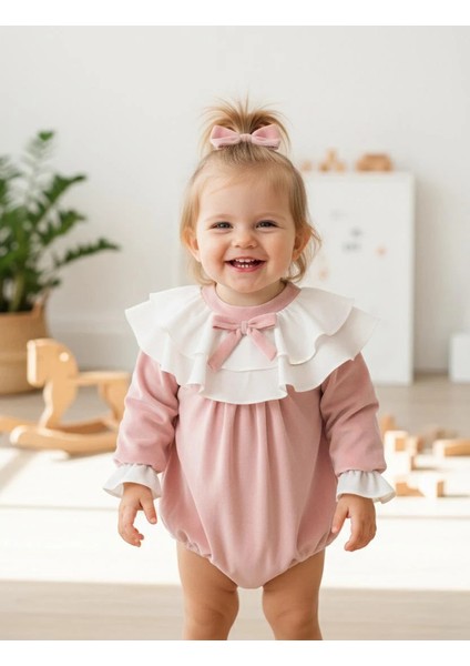 Brıella Uzun Kollu Özel Gün Bayramlık Fiyonk Detaylı Kız Bebek Romper modelleri