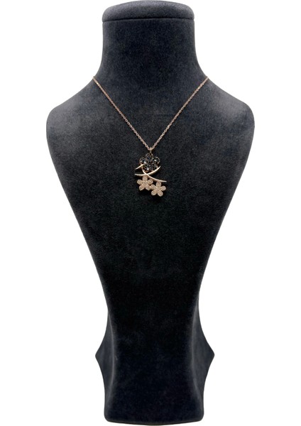 Gmüş Rose Çiçekli Gümüş Kolye 925 Ayar