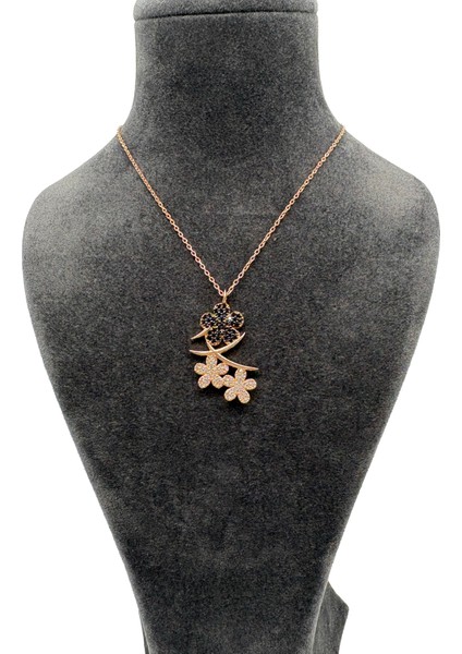 Gmüş Rose Çiçekli Gümüş Kolye 925 Ayar modelleri