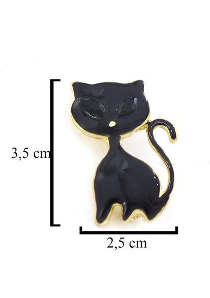 Altın Kaplama Siyah Kedi Modelli Broş BR-109 modelleri