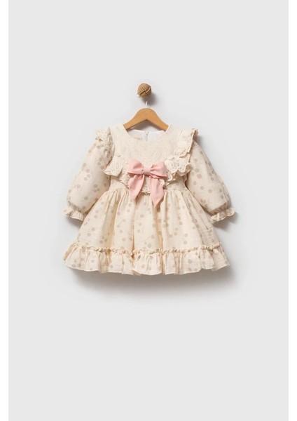 Lina Uzun Kollu Kurdele Detaylı Kız Çocuk Özel Gün Bayramlık Elbise fiyatları