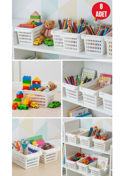 8 Adet Beyaz Plastik Çok Amaçlı Delikli Organizer Sepet – Mutfak Banyo Dolap Içi Düzenleyici 5 Litre fiyatları