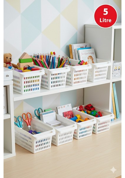 8 Adet Beyaz Plastik Çok Amaçlı Delikli Organizer Sepet – Mutfak Banyo Dolap Içi Düzenleyici 5 Litre modelleri