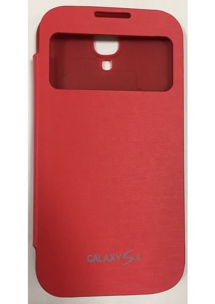 Samsung I9500 S4 Pencereli Uyku Modlu Flip Cover Kılıf (Kırmızı)