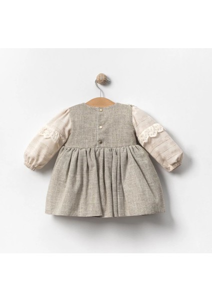 Luna Askı Detaylı Etekli Uzun Kollu Kız Bebek Elbise Çift Fiyonk fiyatları