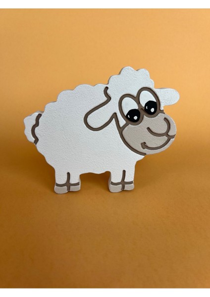 Sevimli Kuzu Ahşap Oyuncak, Bej, Doğal ve Eğlenceli Bebek Oyunu