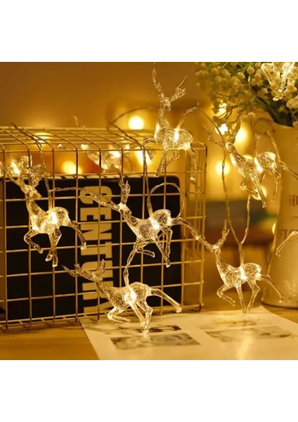 2m 10'lu Geyikli İp LED Işık