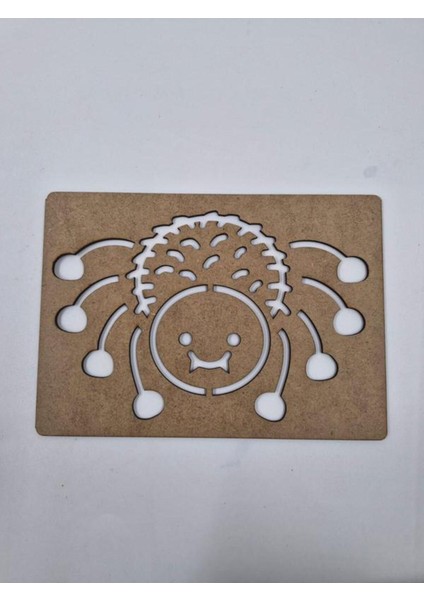 10 Adet Ahşap Örümcek Montessori Çizim ve Etkinlik Seti 21X15 Cm, Kahverengi