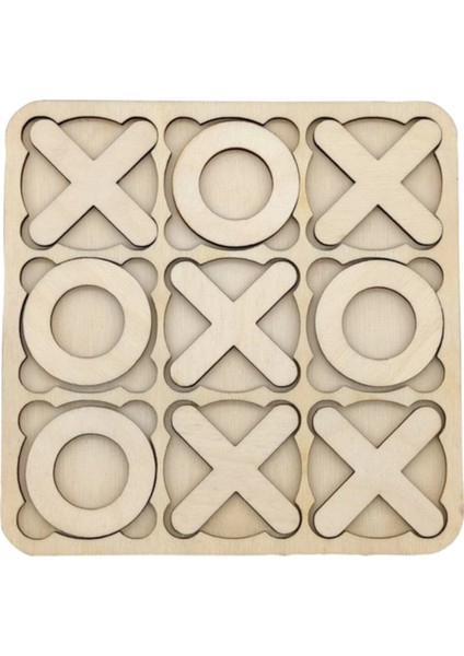 Ahşap Zeka Geliştirici Oyun, Ekru, Eğlenceli ve Öğretici Xox Oyunu
