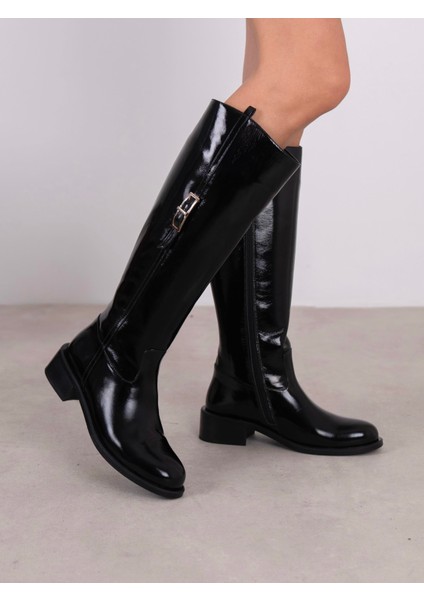 Zirya Siyah Rugan Hakiki Deri Kadın Çizme fırsatları