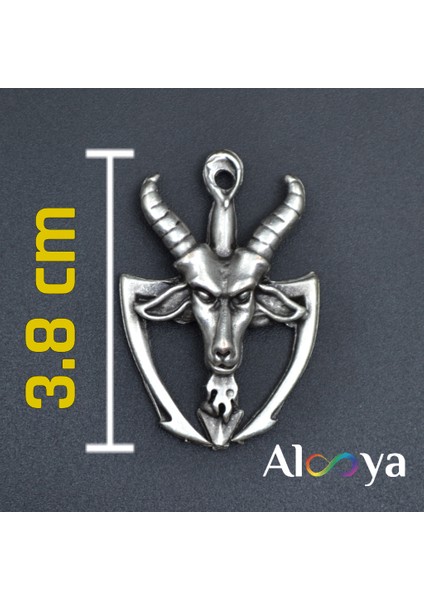 Baphomet Pagan - Keçi Şeytan Gümüş Kaplama Düz Zincir Kolye