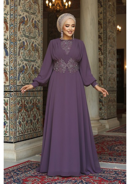 Dantelli Koyu Gül Kurusu Tesettür Abiye Elbise 9118KGK fırsatları