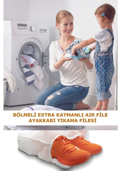 5 Adet Airfile Lüks Fermuarlı Ayakkabı Yıkama Filesi Beyaz