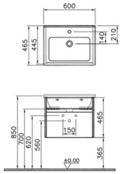 54734 Vitra S50+ Lavabo Dolabı, Tek Çekmeceli, 60 cm fiyatları