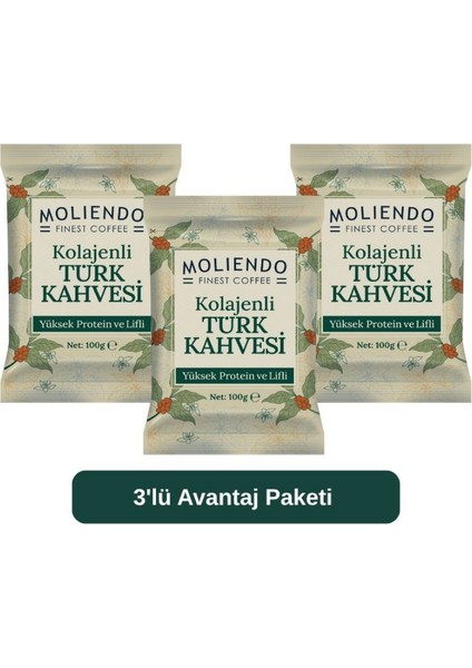 Moliendo Kolajenli Türk Kahvesi 100 g 3'lü Avantaj Paketi