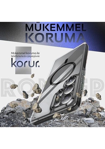 Galaxy S25 Ultra 6.9'' Için ile Uyumlu (2025) Şeffaf Kılıf Dalgalı Bumper Tasarım Köşe Korumalı Arkası Sert Polikarbonat Sararmaya Dirençli Güçlü Manyetikli Hybrid Kılıf (Siyah) fiyatları