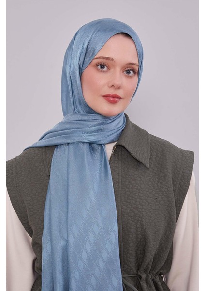 Petrol Mavi Örgü Desen Jakar Şal modelleri
