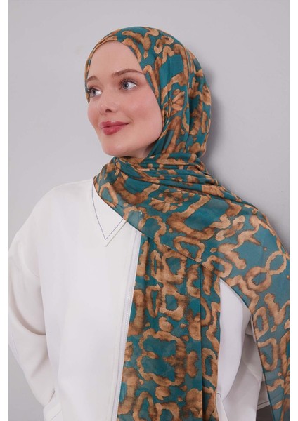 Çağla Yeşili Leopar Desen Vivian Şal